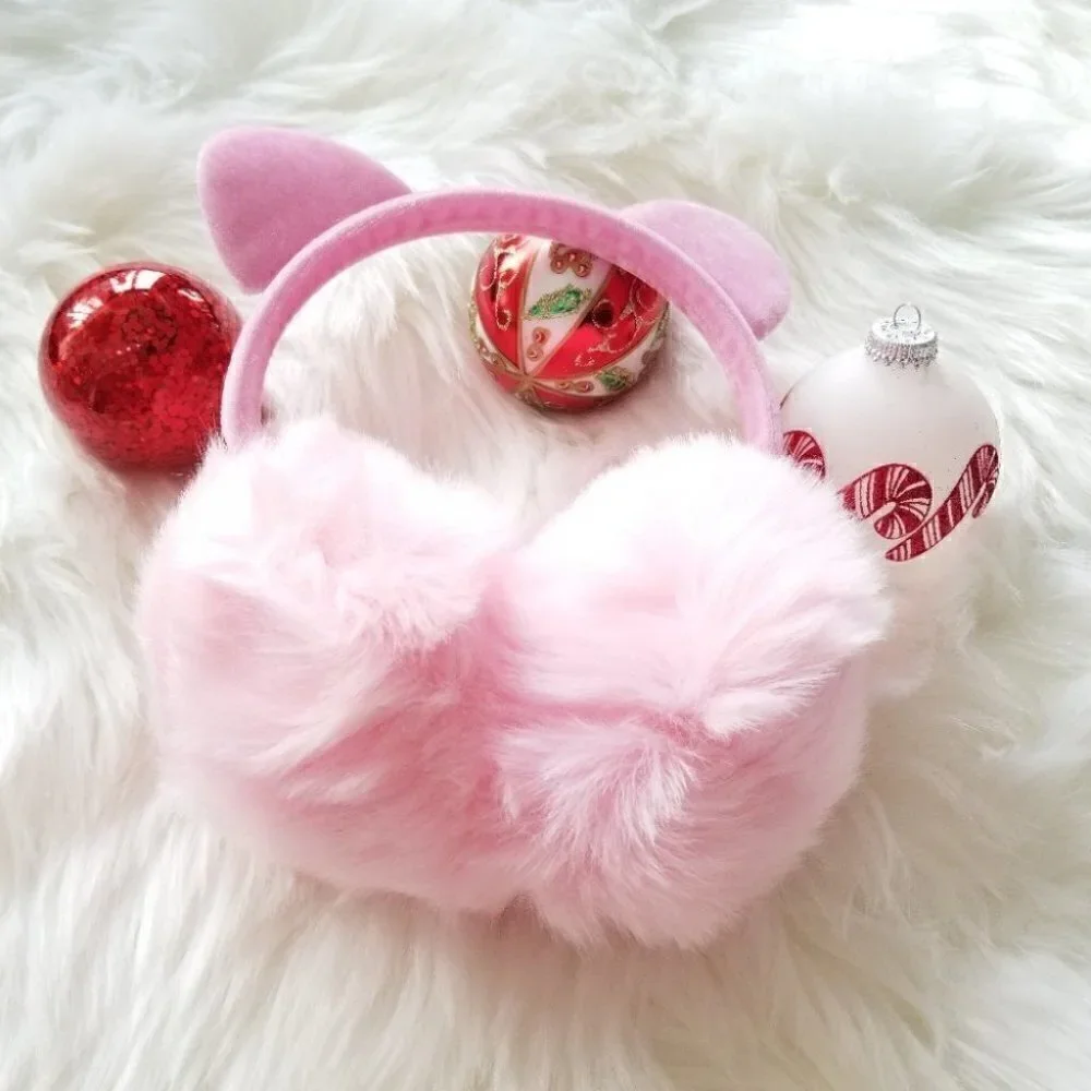 Pink faux fur earmuffs